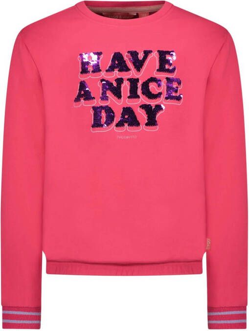 TYGO & vito sweater met tekst felroze