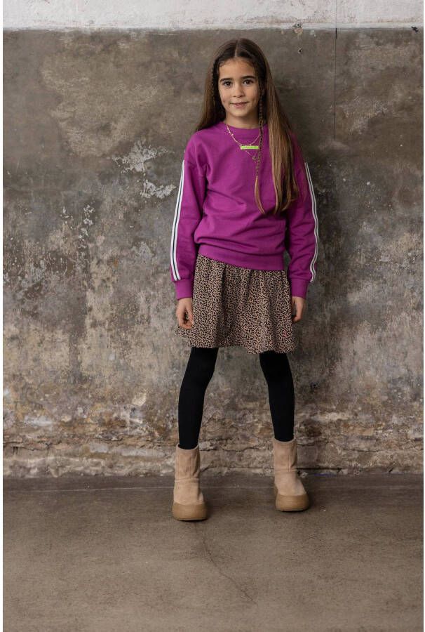 TYGO & vito sweater Sanne met printopdruk fuchsia Roze Meisjes Sweat (duurzaam) Ronde hals 116