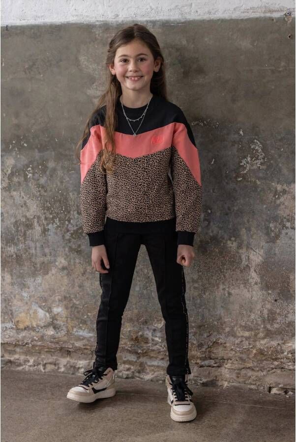 TYGO & vito sweater Sasja zwart bruin roze Meisjes Sweat (duurzaam) Ronde hals 104