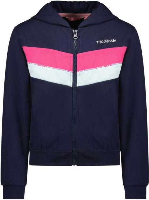 TYGO & vito sweatvest navy roze wit