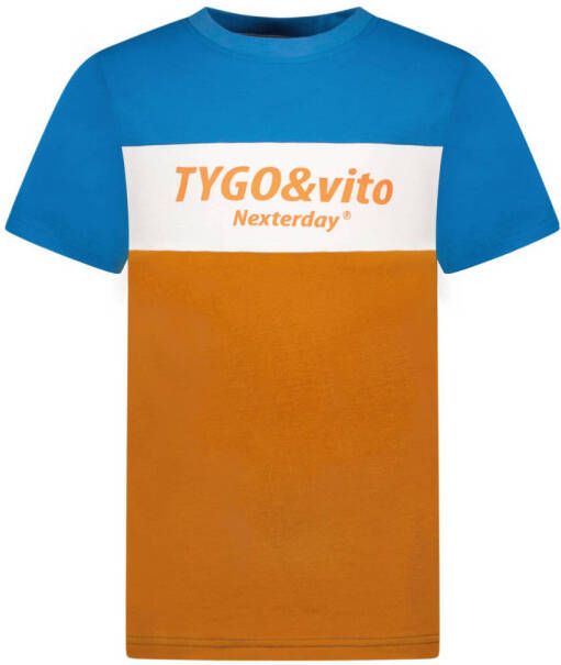 TYGO & vito T-shirt blauw wit oranje