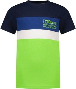 TYGO & vito T-shirt limegroen donkerblauw