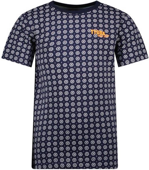 TYGO & vito T-shirt met all over print donkerblauw Jongens Stretchkatoen (duurzaam) Ronde hals 110 116