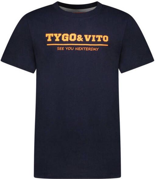 TYGO & vito T-shirt met logo donkerblauw oranje