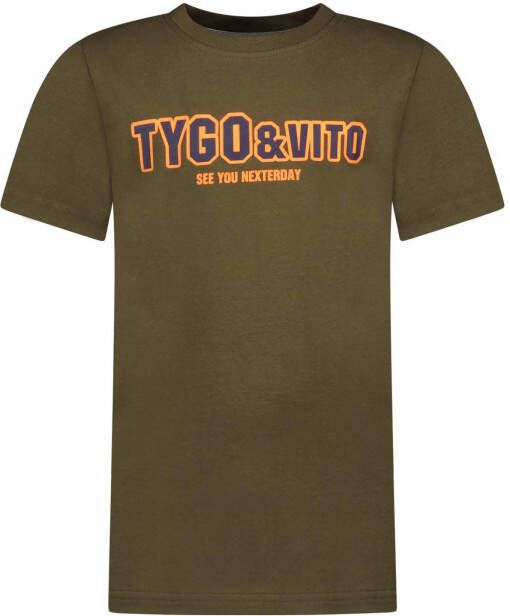 TYGO & vito T-shirt met logo kaki