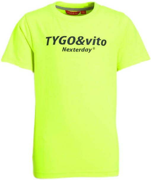 TYGO & vito T-shirt met logo neongeel