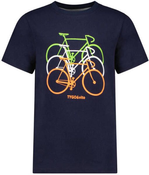 TYGO & vito T-shirt met printopdruk donkerblauw
