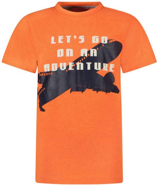 TYGO & vito T-shirt met printopdruk oranje Jongens Polyester Ronde hals 110 116