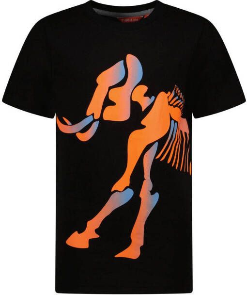TYGO & vito T-shirt met printopdruk zwart Jongens Stretchkatoen (duurzaam) Ronde hals 110 116