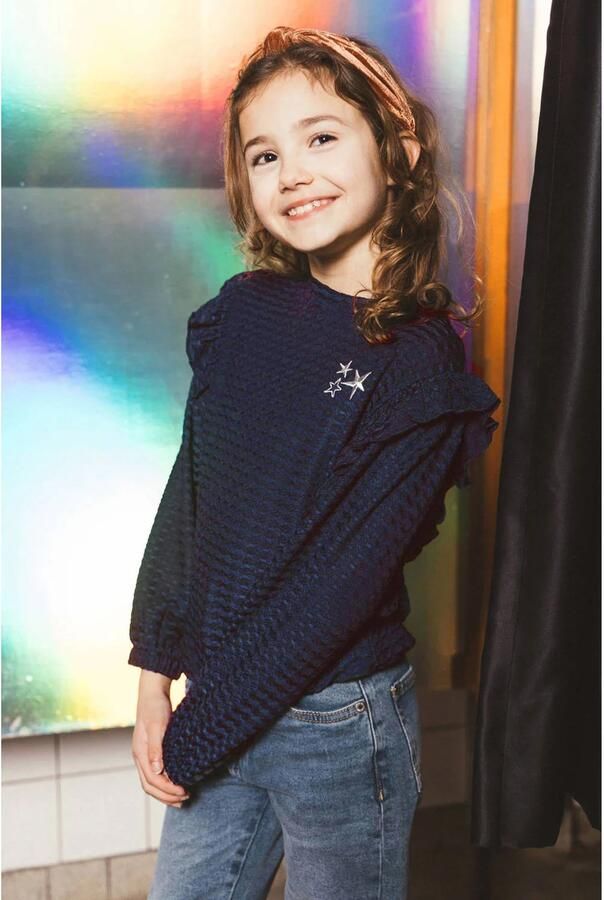 TYGO & vito blousetop met ruches donkerblauw - Foto 2