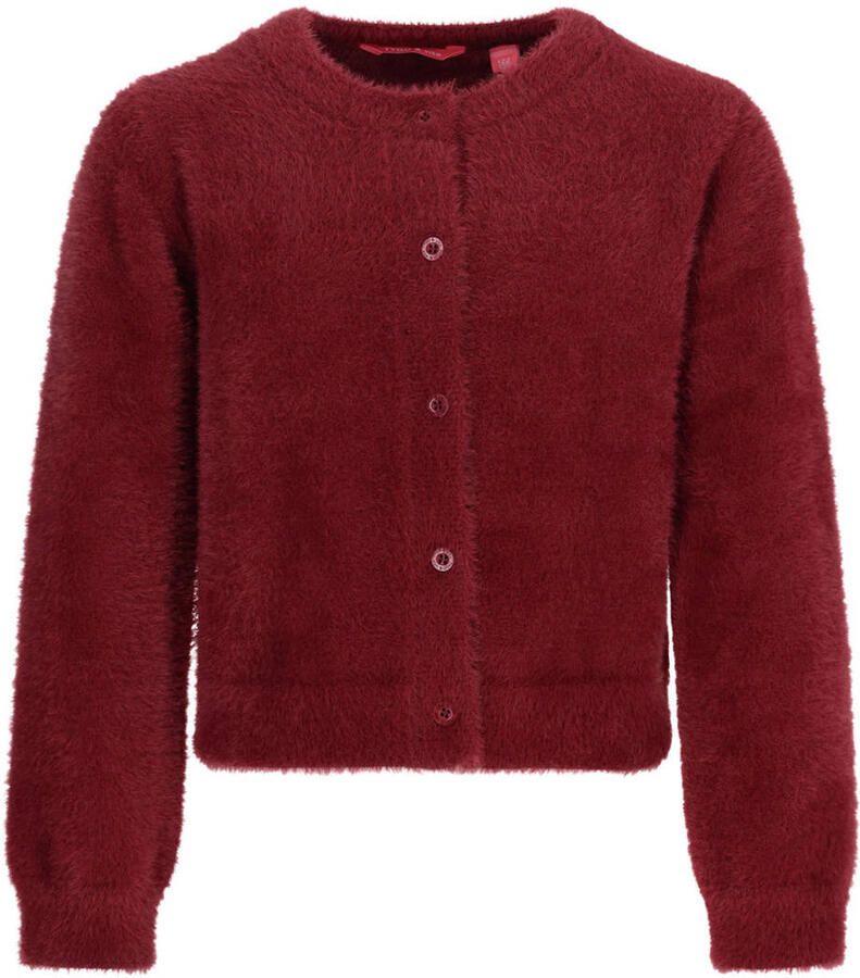 TYGO & vito gebreid vest donkerrood Meisjes Polyamide Ronde hals Effen maat 146-152