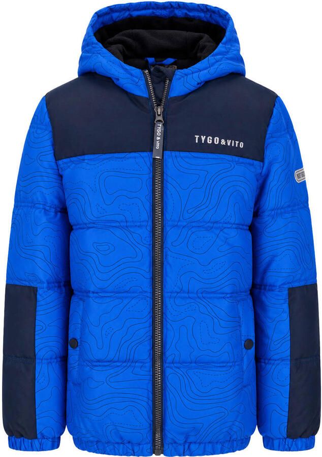TYGO & vito gewatteerde winterjas met print blauw