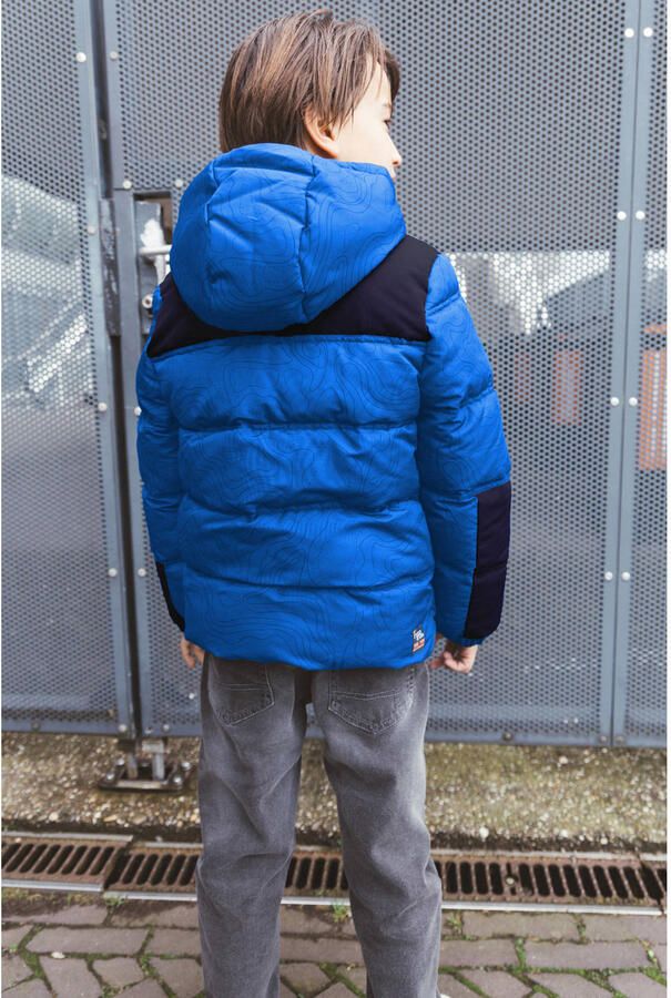 TYGO & vito gewatteerde winterjas met print blauw - Foto 3