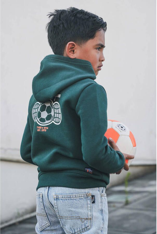 TYGO & vito hoodie met backprint donkergroen