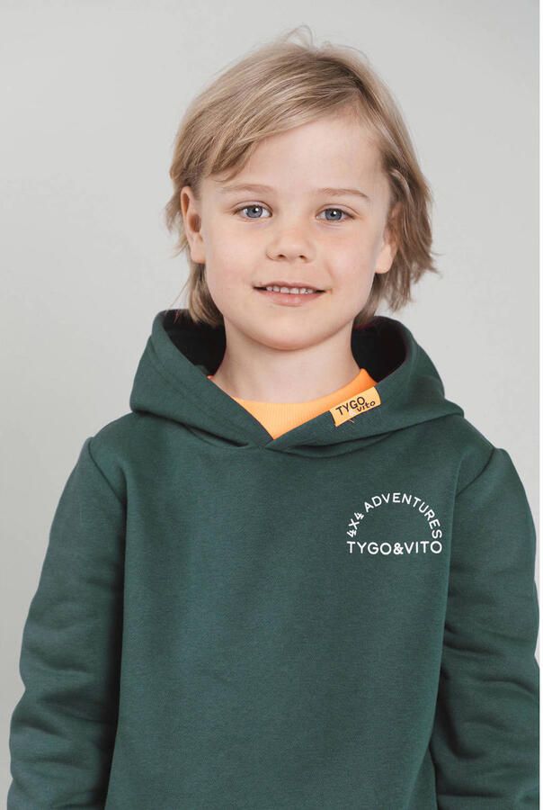 TYGO & vito hoodie met backprint donkergroen