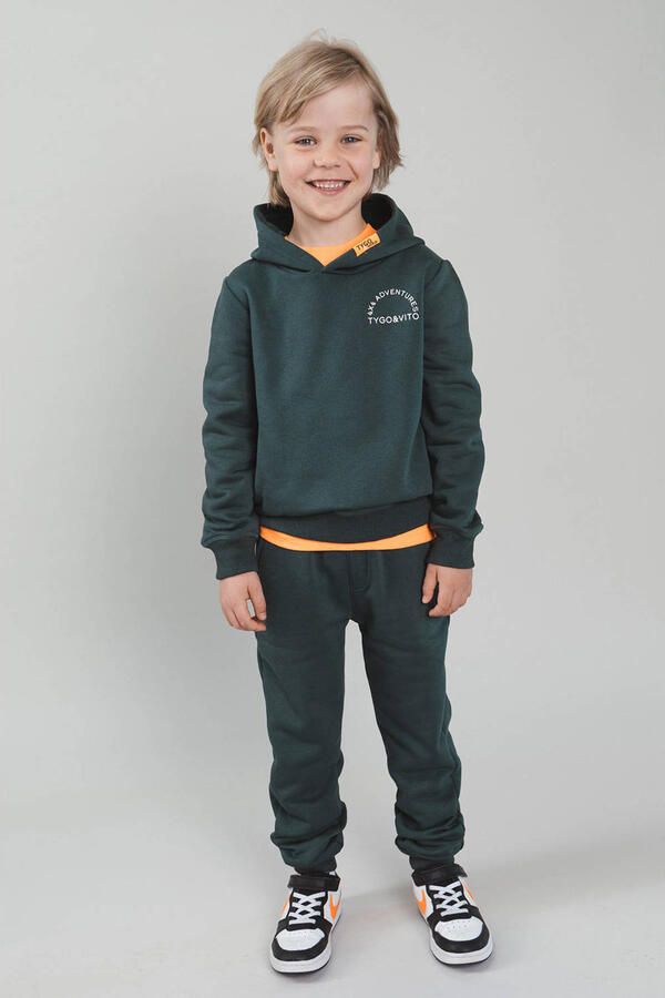 TYGO & vito hoodie met backprint donkergroen - Foto 3