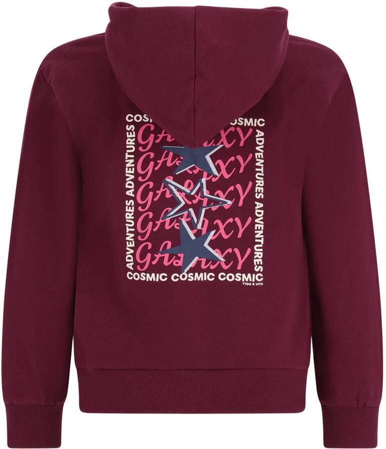 TYGO & vito hoodie met backprint donkerrood