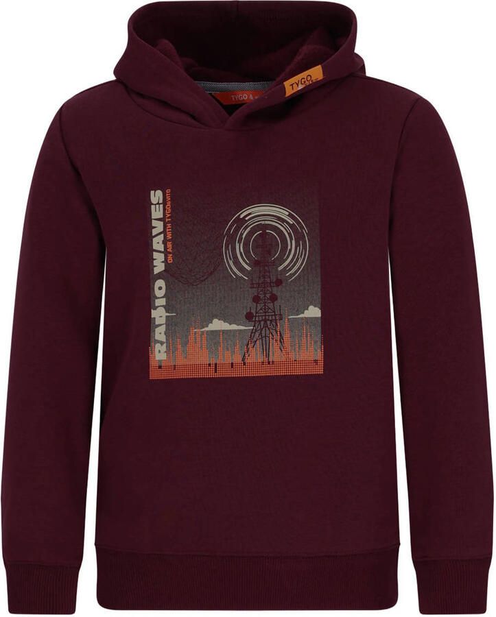 TYGO & vito hoodie met print donkerrood