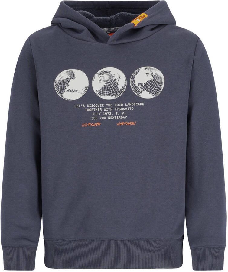 TYGO & vito hoodie met print Sweater Blauw Printopdruk maat 122-128