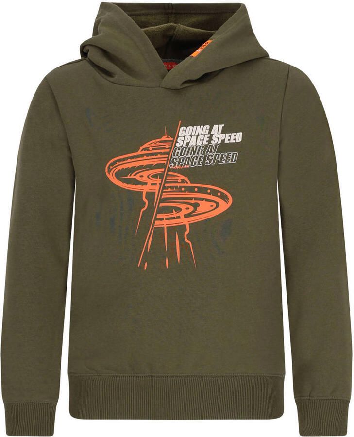 TYGO & vito hoodie met print olijfgroen