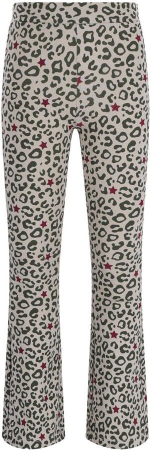 TYGO & vito jersey flared broek met panterprint zand