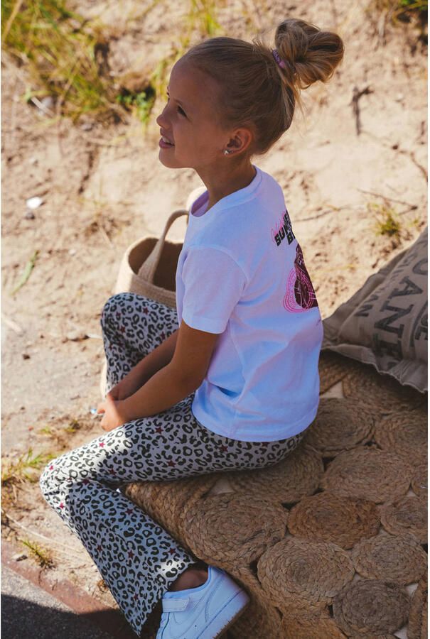 TYGO & vito jersey flared broek met panterprint zand - Foto 2
