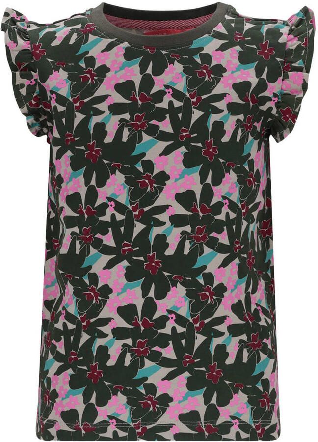 TYGO & vito jersey gebloemde T-shirt olijfgroen