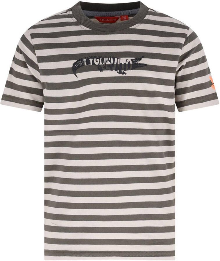 TYGO & vito jersey gestreepte T-shirt olijfgroen