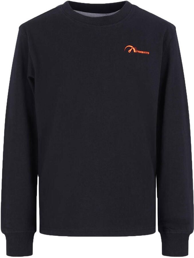 TYGO & vito jersey longsleeve met backprint Zwart Backprint maat 134-140