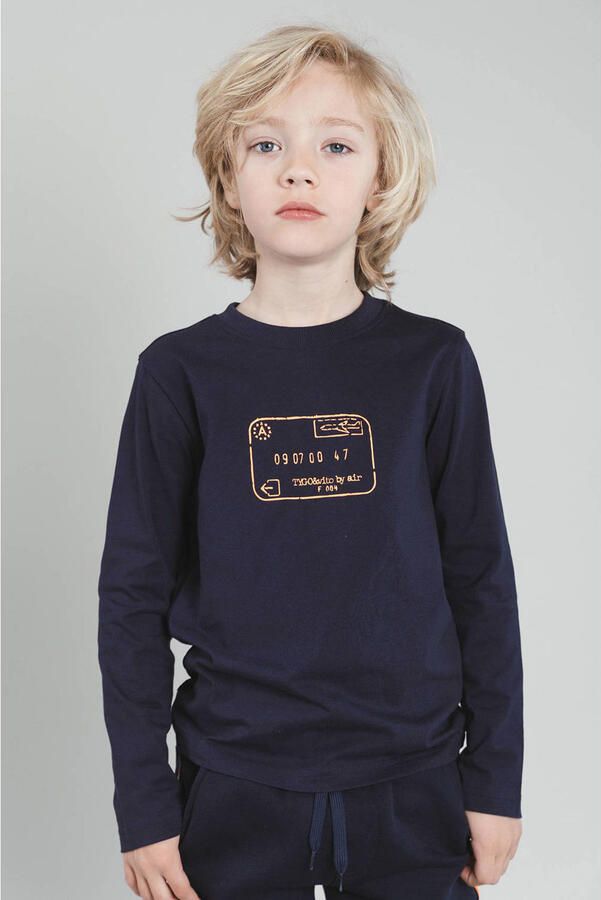 TYGO & vito jersey longsleeve met print donkerblauw Printopdruk maat 146-152