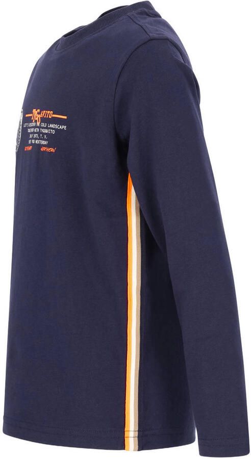 TYGO & vito jersey rechtvallende longsleeve met print donkerblauw Printopdruk maat 134-140 - Foto 2