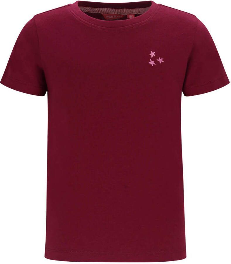 TYGO & vito jersey T-shirt met backprint donkerrood