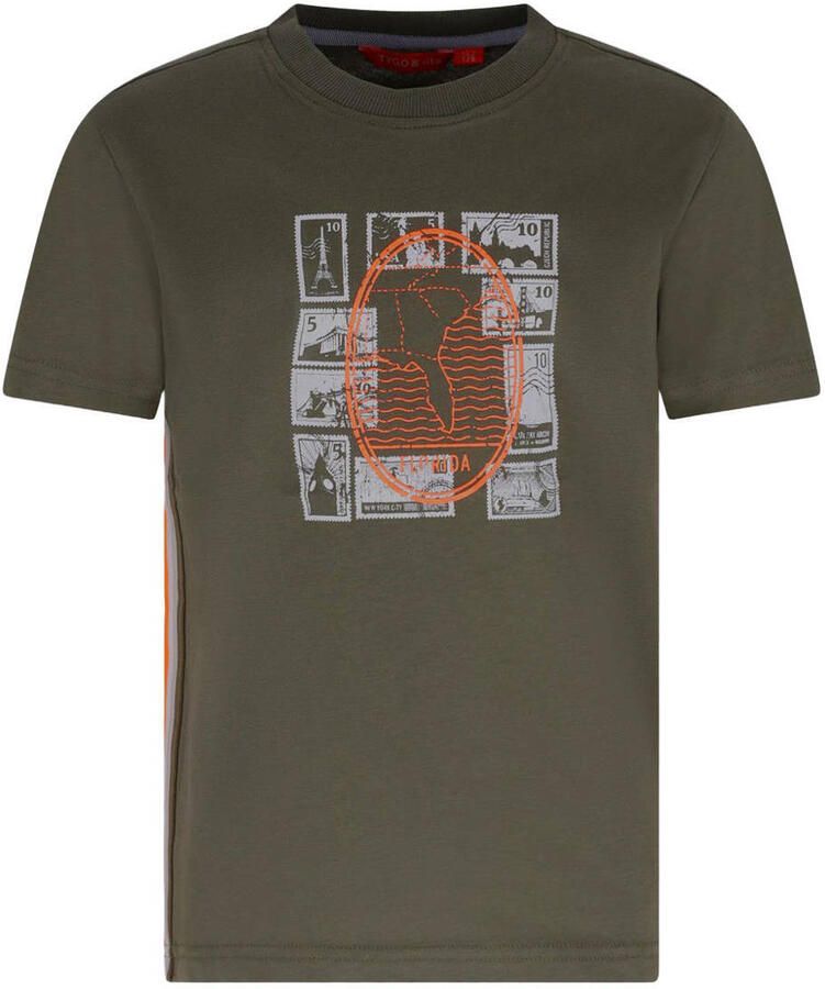 TYGO & vito jersey T-shirt olijfgroen