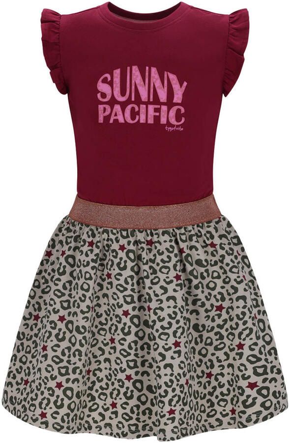 TYGO & vito jersey zomerjurk met panterprint donkerrood