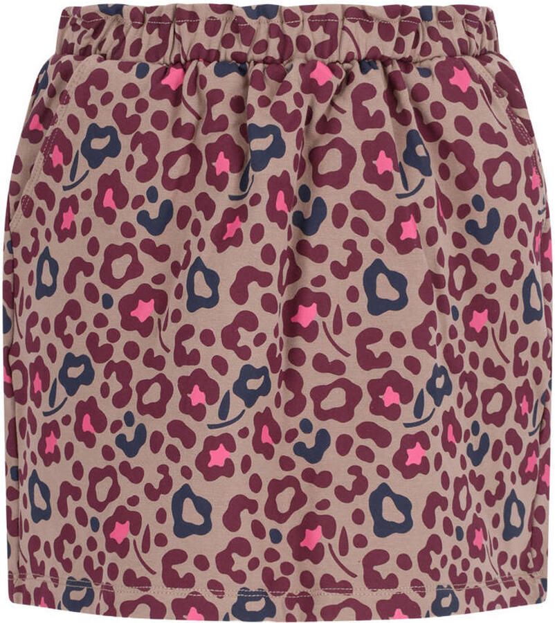 TYGO & vito korte rok met panterprint beige paars roze