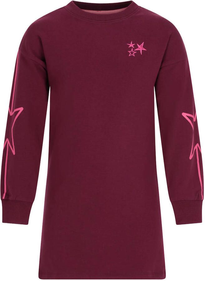 TYGO & vito midi sweatjurk met sterren donkerrood