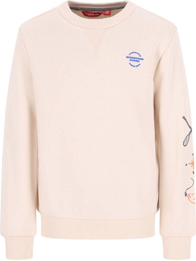 TYGO & vito rechtvallende sweater met print ecru Printopdruk maat 146-152