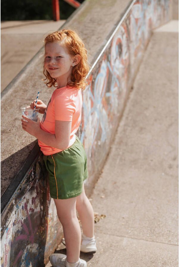 TYGO & vito regular fit casual short Peggy met zijstreep olijfgroen Korte broek Meisjes Katoen 110 116 - Foto 2