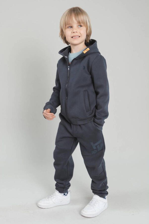 TYGO & vito regular fit joggingbroek met print donkerblauw