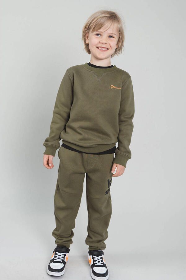 TYGO & vito regular fit joggingbroek met print olijfgroen