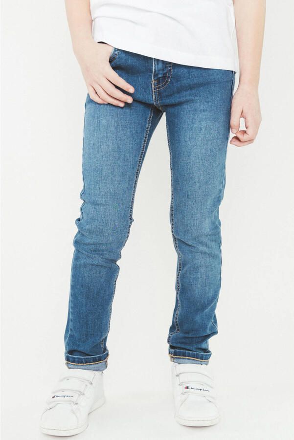 TYGO & vito skinny jeans Binq medium used Blauw Jongens Stretchdenim Effen 134