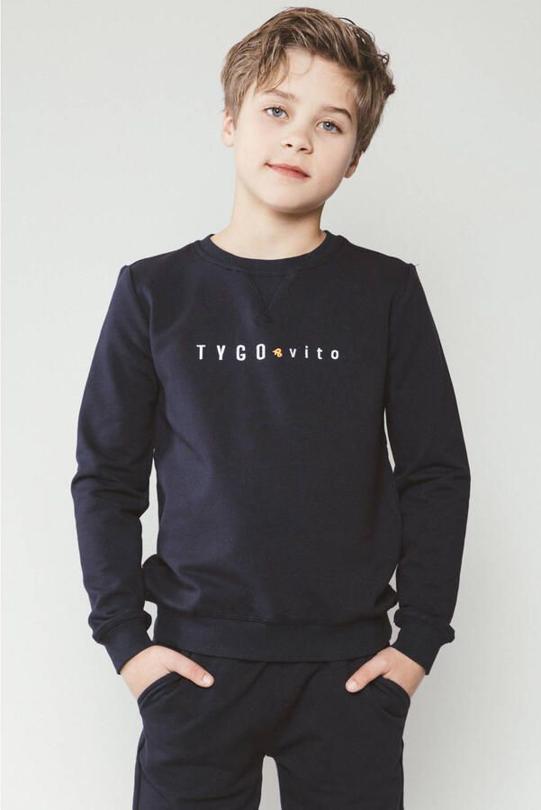 TYGO & vito sweater donkerblauw Effen 110 116 | Sweater van - Foto 2
