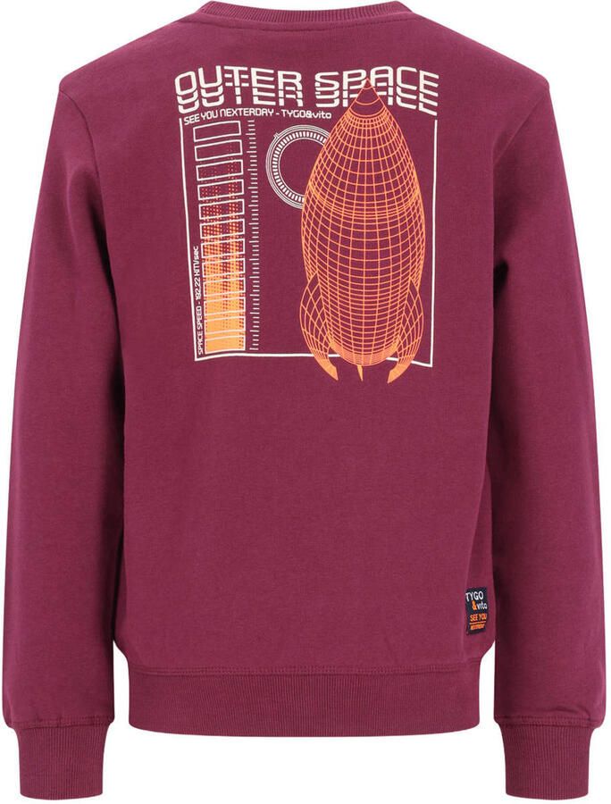 TYGO & vito sweater met backprint donkerrood Backprint maat 146-152