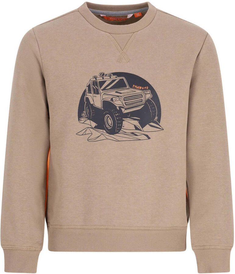 TYGO & vito sweater met print beige