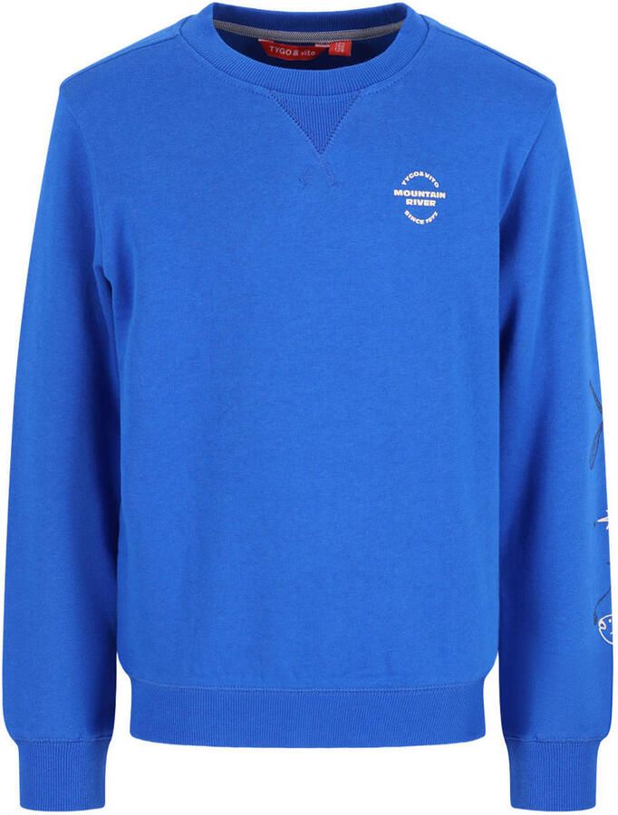 TYGO & vito sweater met print blauw Printopdruk maat 110-116