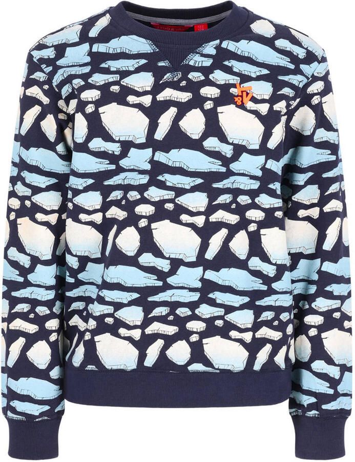TYGO & vito sweater met print donkerblauw All over print maat 134-140