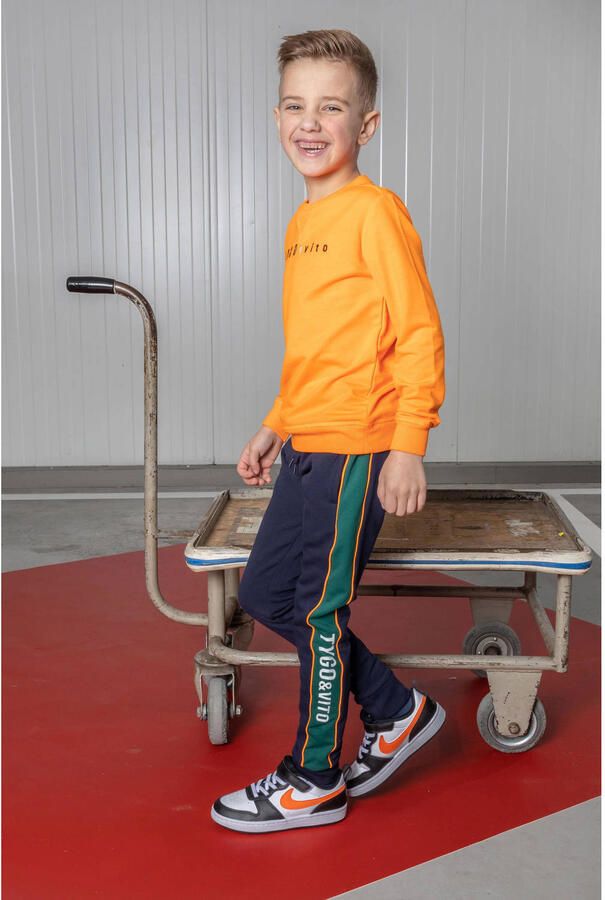 TYGO & vito sweater met tekst fel oranje Tekst 110 116
