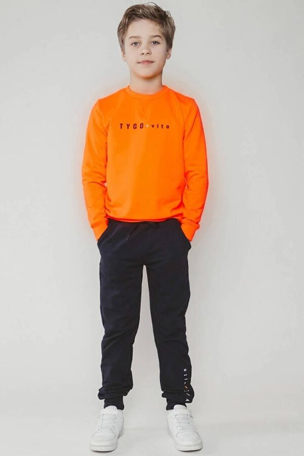 TYGO & vito sweater met tekst fel oranje Tekst 110 116
