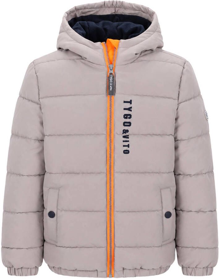 TYGO & vito winterjas met logo grijs