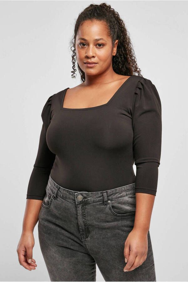 Urban Classics Curvy top van gerecycled polyester zwart